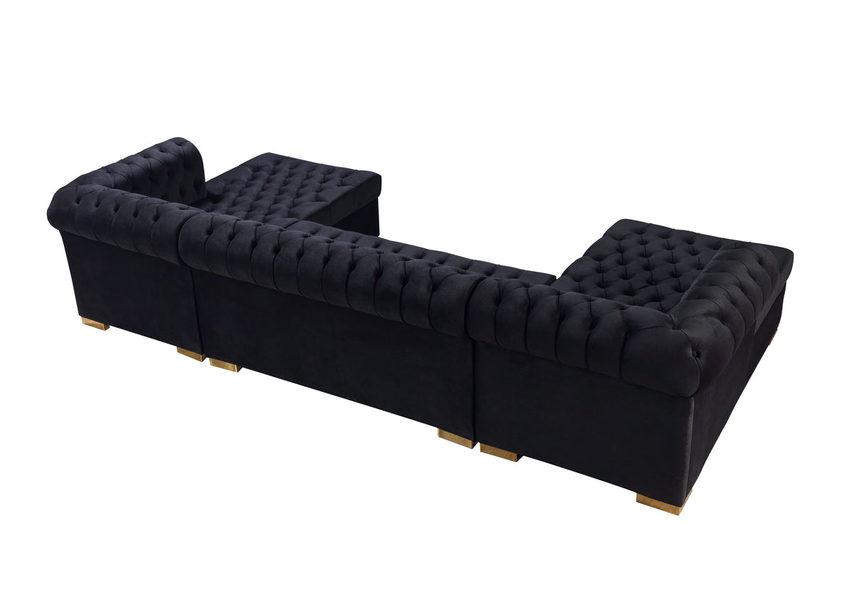 Side view highlighting sectional sofa lines and design