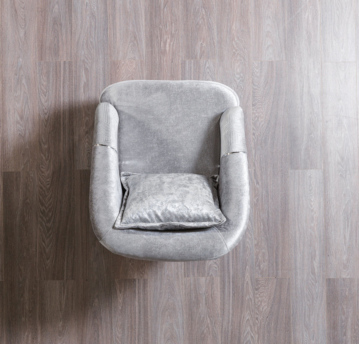 Ella Silver Velvet Sofa and Loveseat set front view