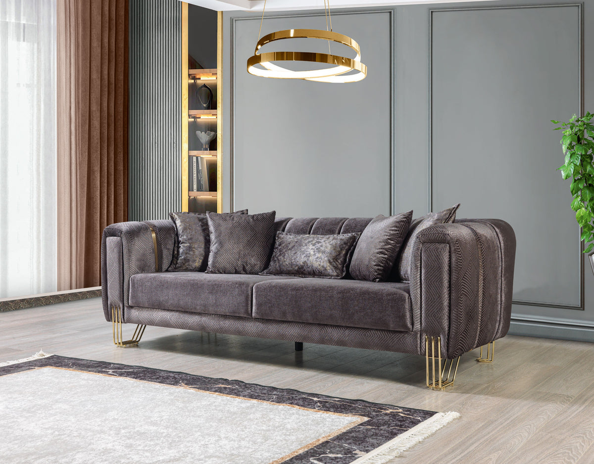 Ella Smoke Velvet Loveseat side view