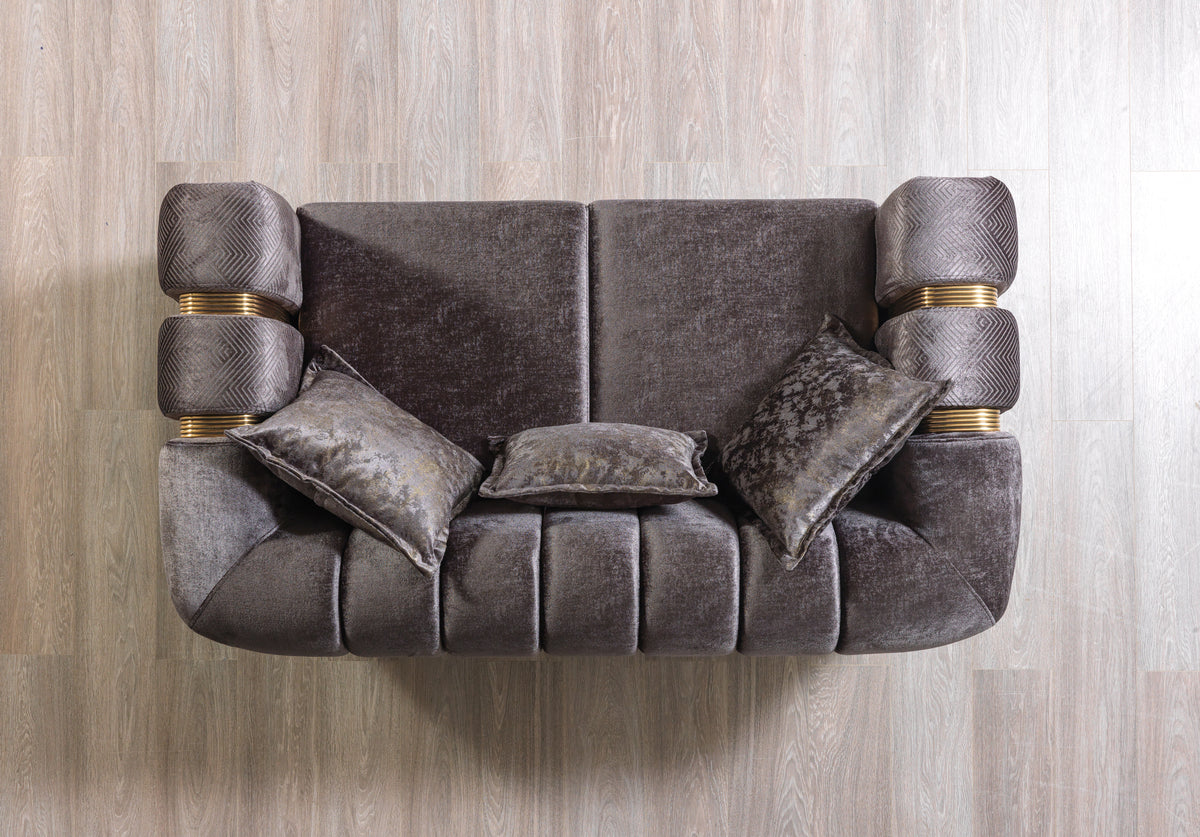 Ella Smoke Velvet Sofa back view