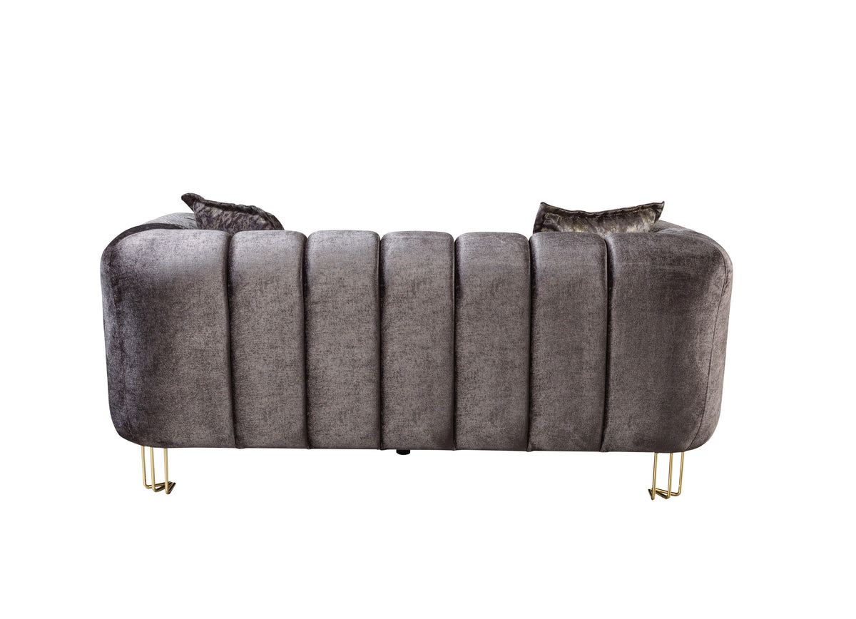 Ella Smoke Velvet Loveseat wide angle view