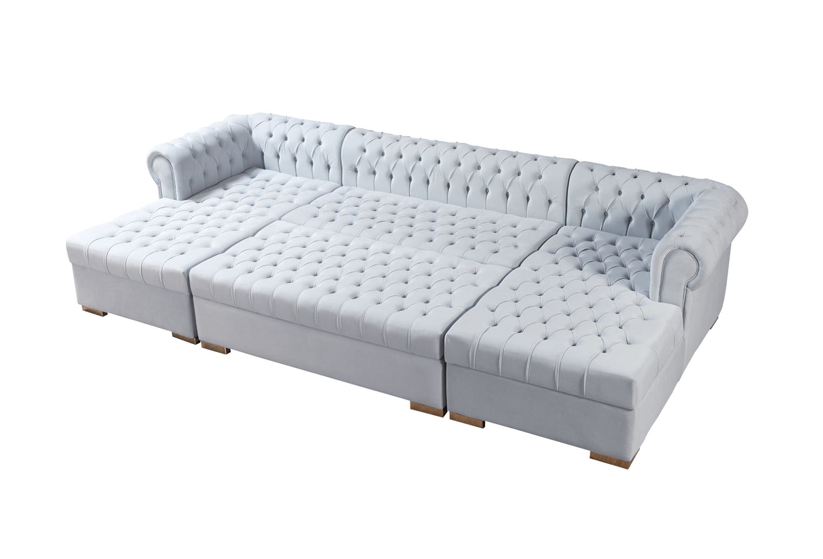 room view of Emma Pearl Velvet Double Chaise Sectional sectional sofa