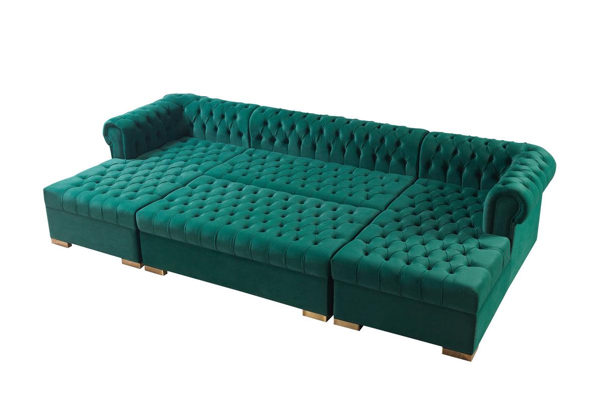 Emma Green Velvet Rectangle Ottoman top-down view