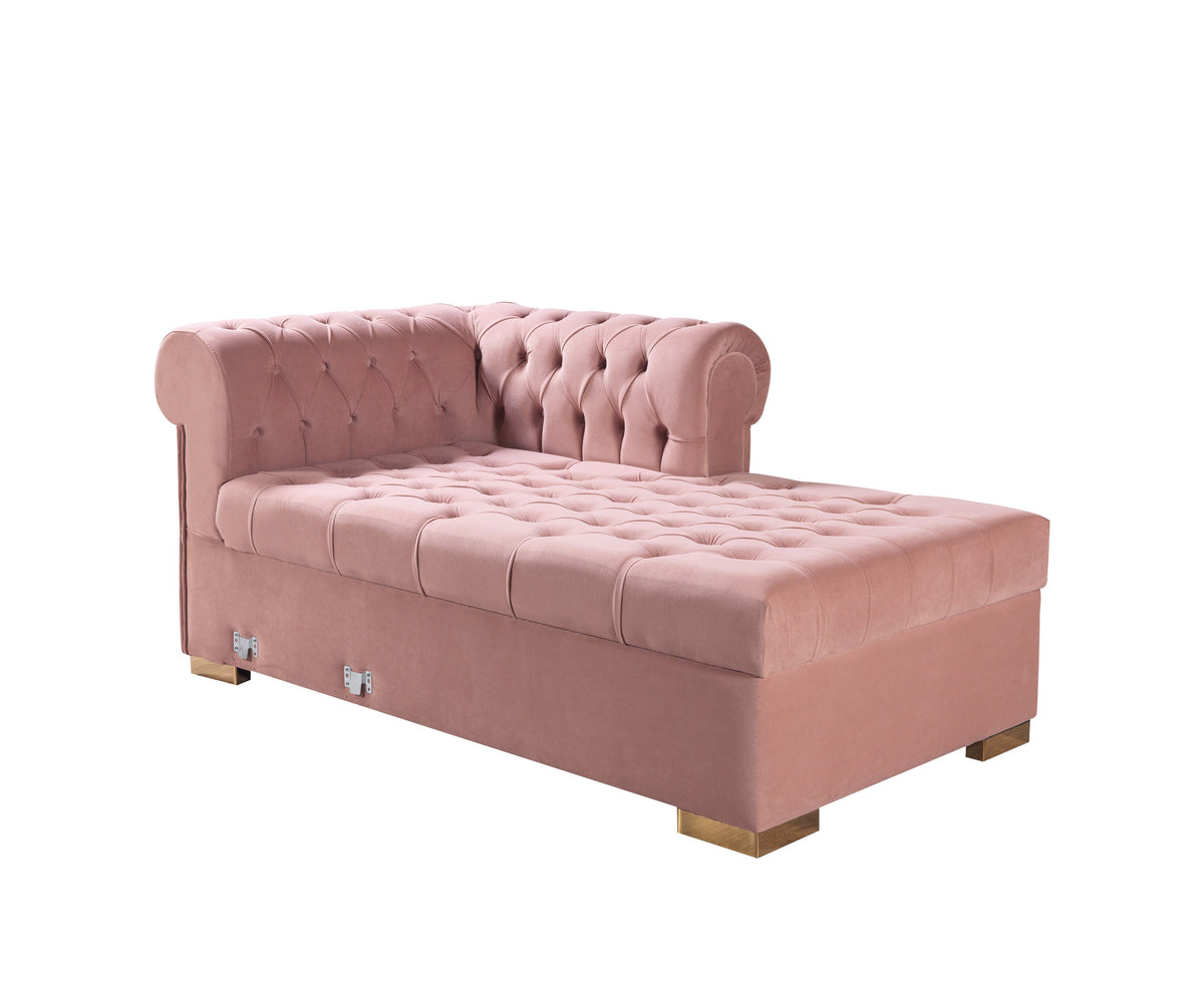 Emma Pink Velvet Double Chaise Sectional sofa front view