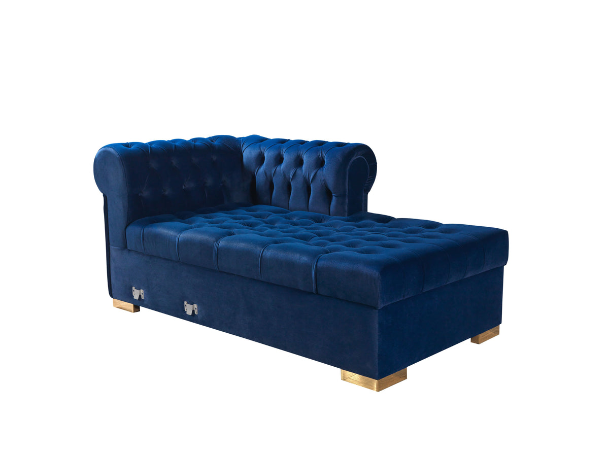 Emma Navy Velvet Double Chaise 136" Sectional Sofa main view