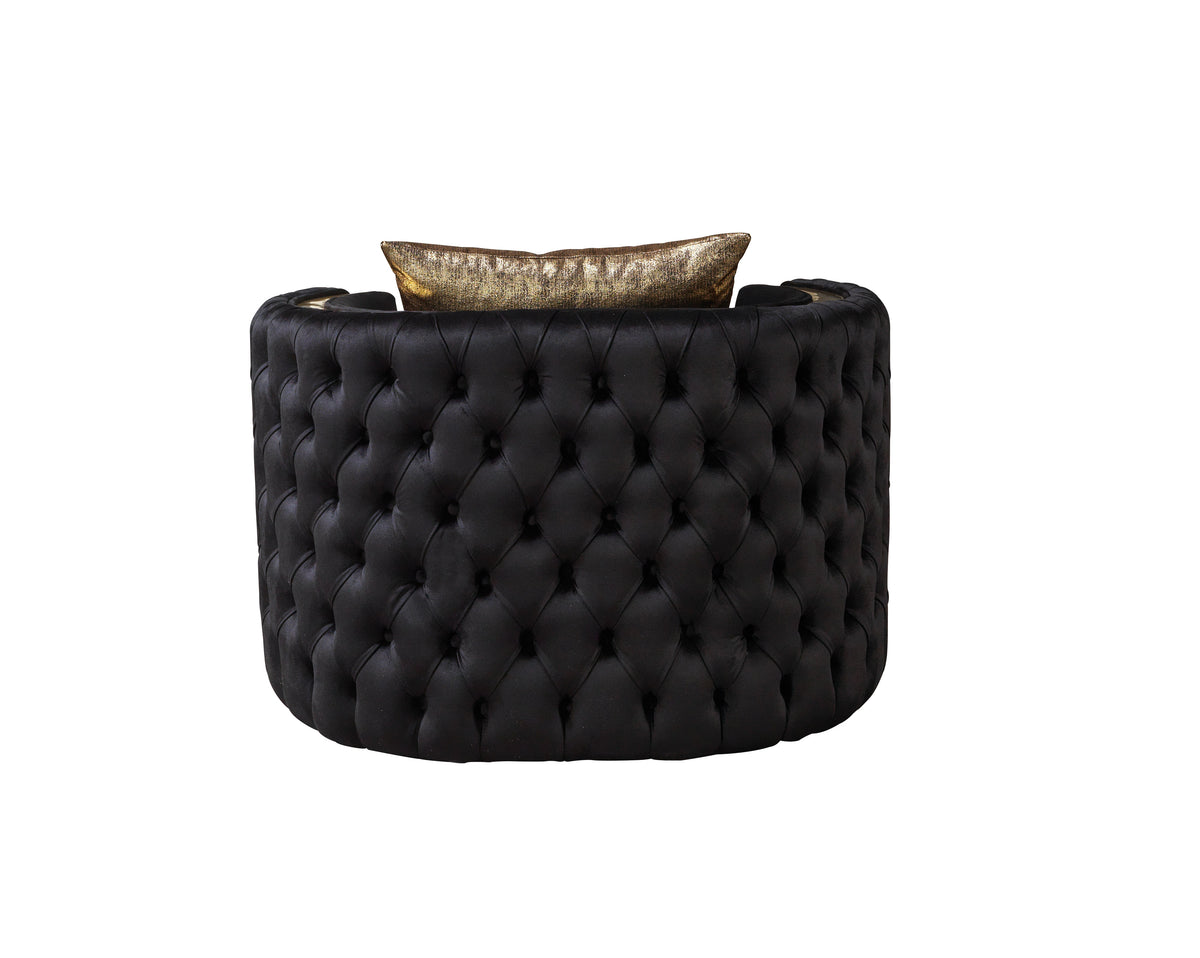 Back view of Sofia Black Velvet Chair