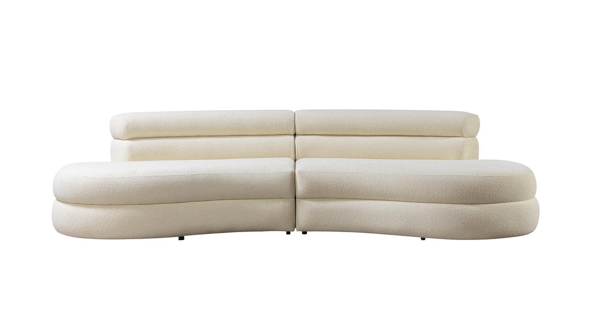 detail view of Sandy Ivory Boucle Curved Sectional sectional sofa