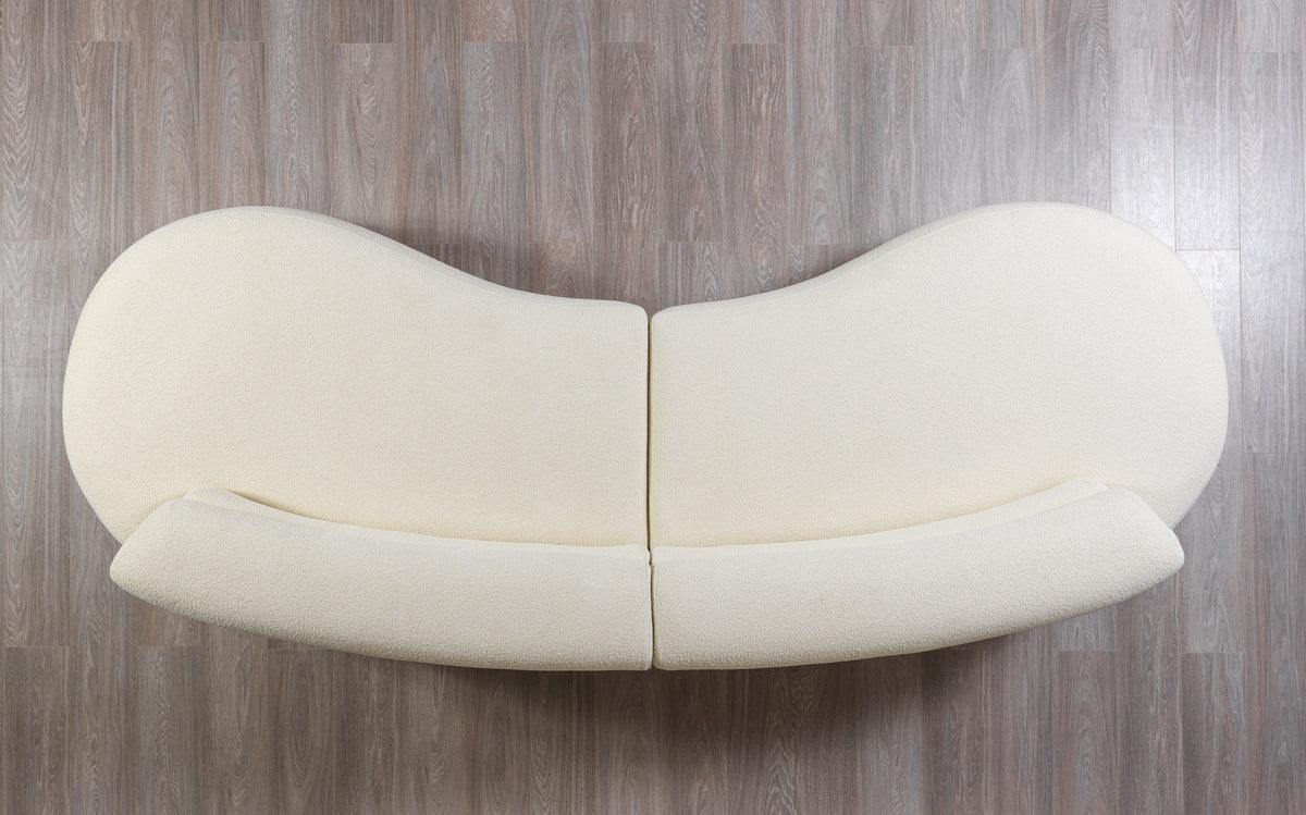 side view of Sandy Ivory Boucle Curved Sectional sectional sofa