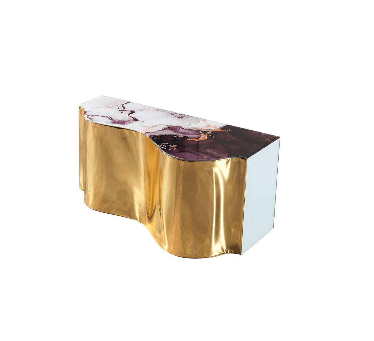 White marble coffee tables with black metal base