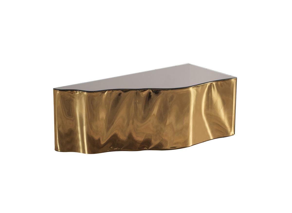 Leah 3-piece bronze and gold glass coffee table set - tables separated arrangement