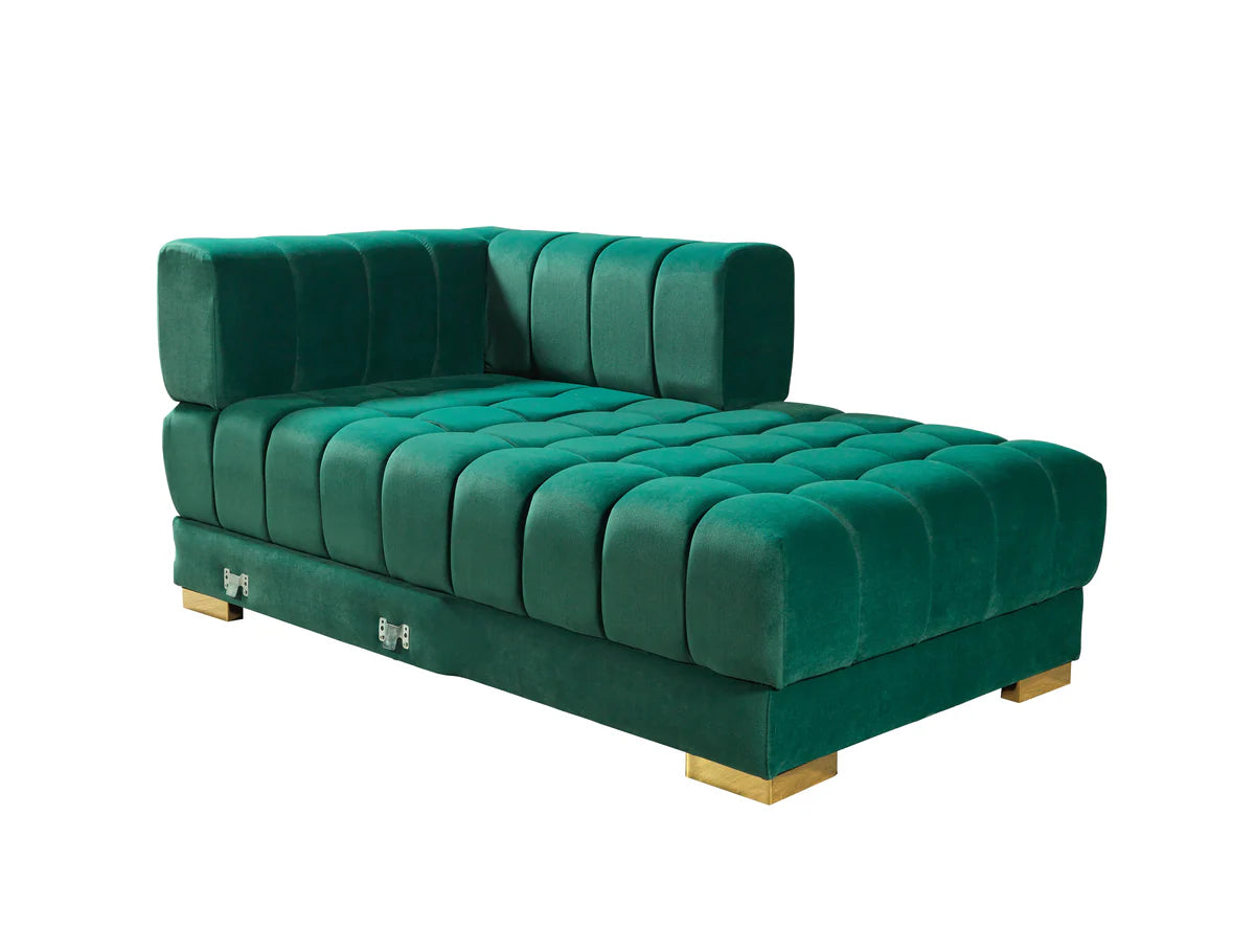 Mia Green Velvet Double Chaise Sectional sofa main view