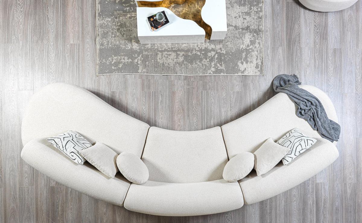 Olivia Ivory Boucle sectional sofa side perspective