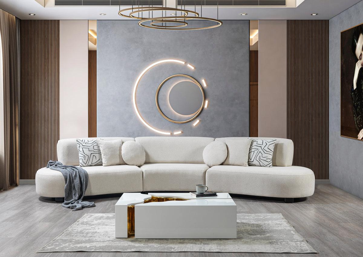 Olivia Ivory Boucle 3-Piece Curved Sectional main view
