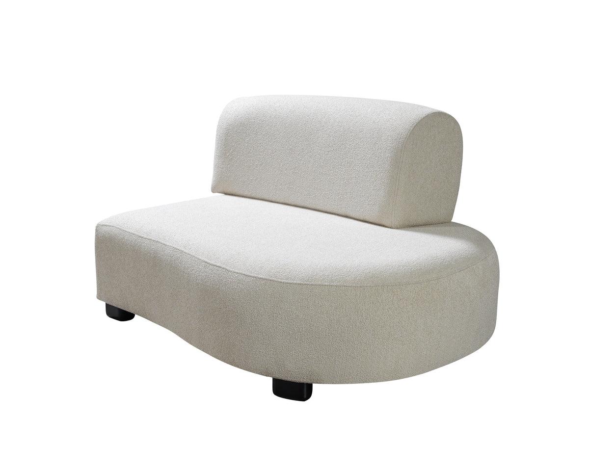 Side perspective of curved sectional sofa