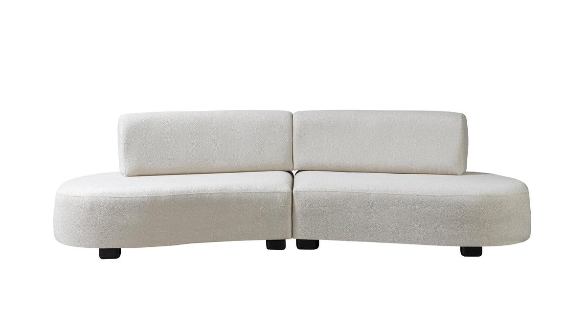 Front view of Olivia Ivory Boucle Sectional Sofa
