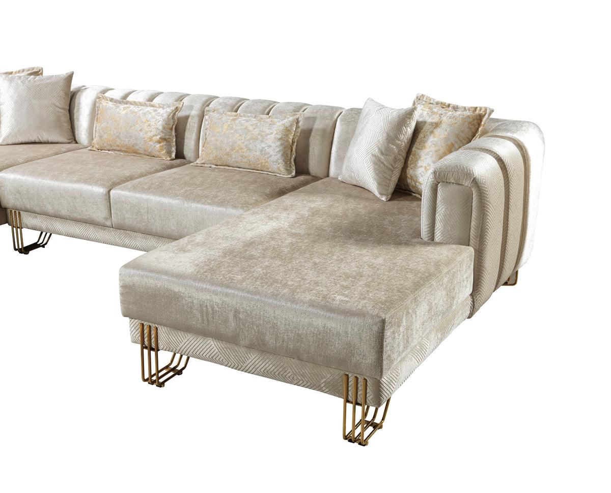 Main angle of Ella Ivory Velvet sectional sofa