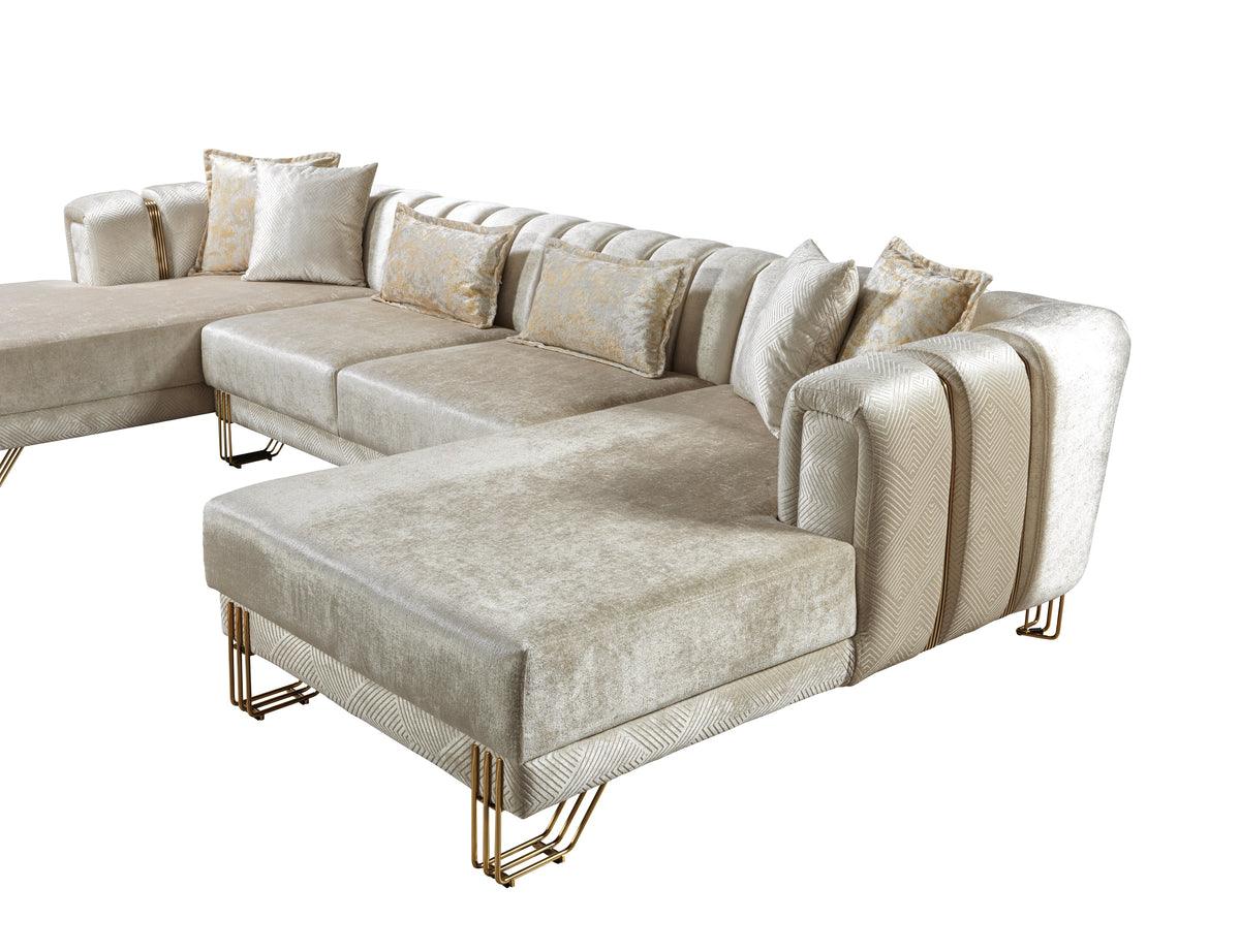 Room setting with Ella Ivory Double Chaise Sectional sofa