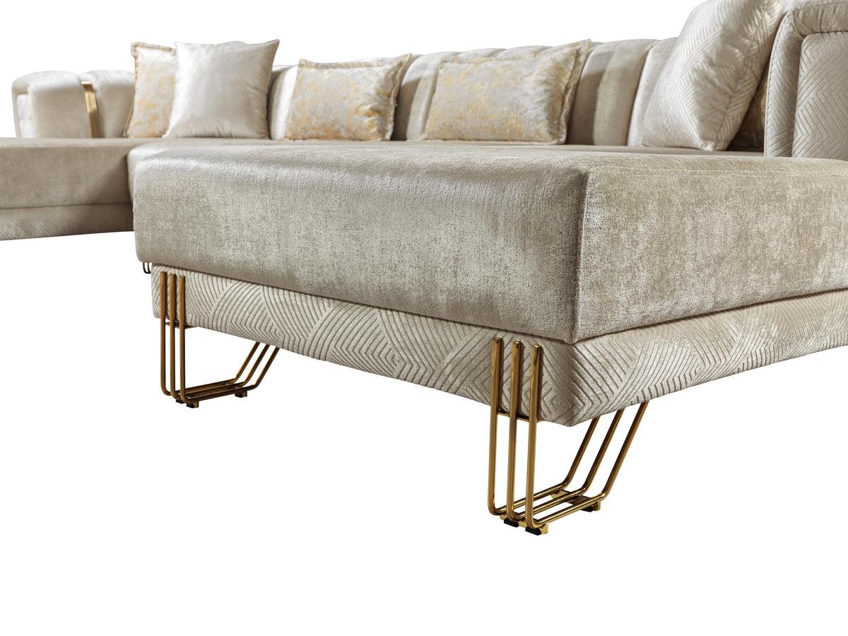 Side perspective of Ella velvet sectional sofa