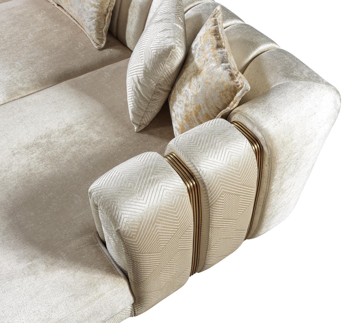 Detail of section joining and upholstery