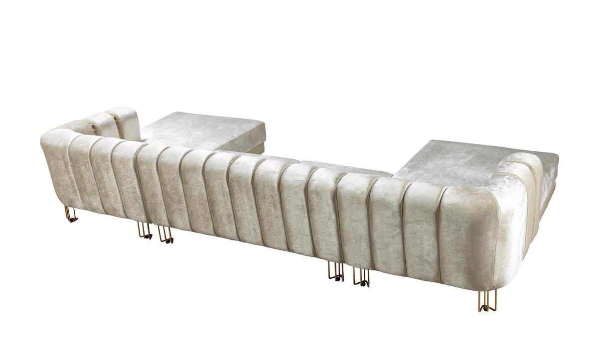 Main view of Ella Ivory Velvet Double Chaise Sectional sofa