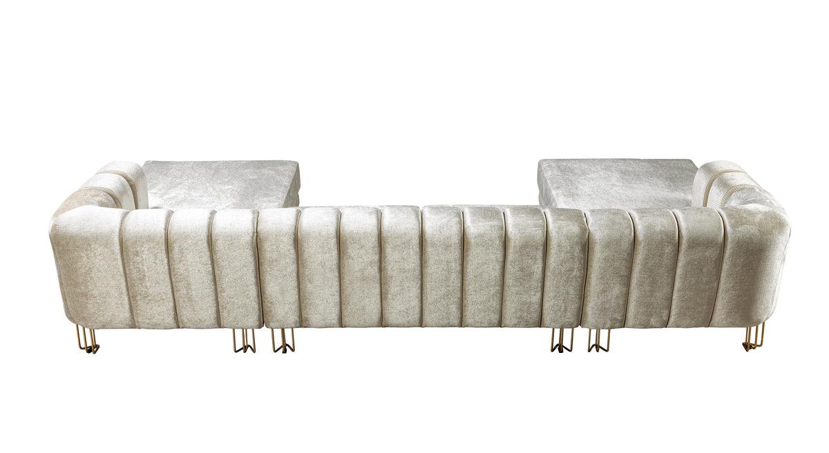 Side profile of Ella Ivory Velvet Double Chaise Sectional