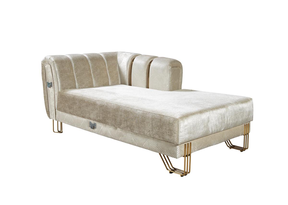 Fabric detail on Ella Ivory Velvet Double Chaise Sectional