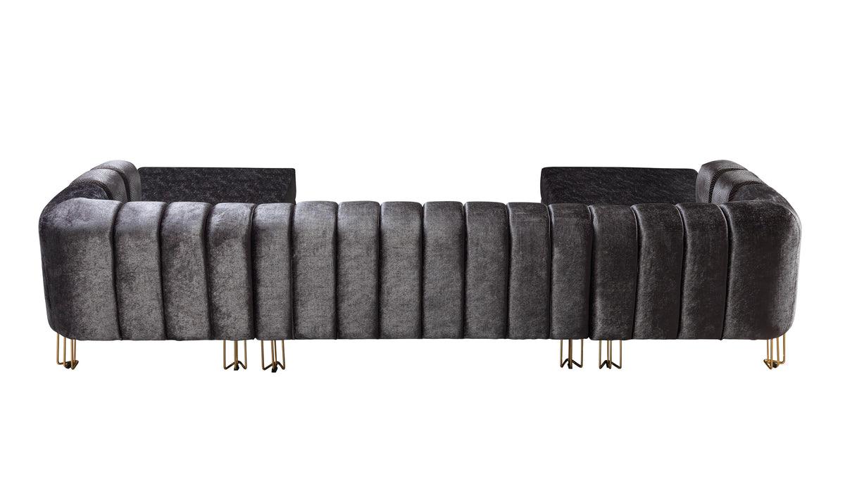 Ella Smoke Velvet Double Chaise Sectional sofa main view