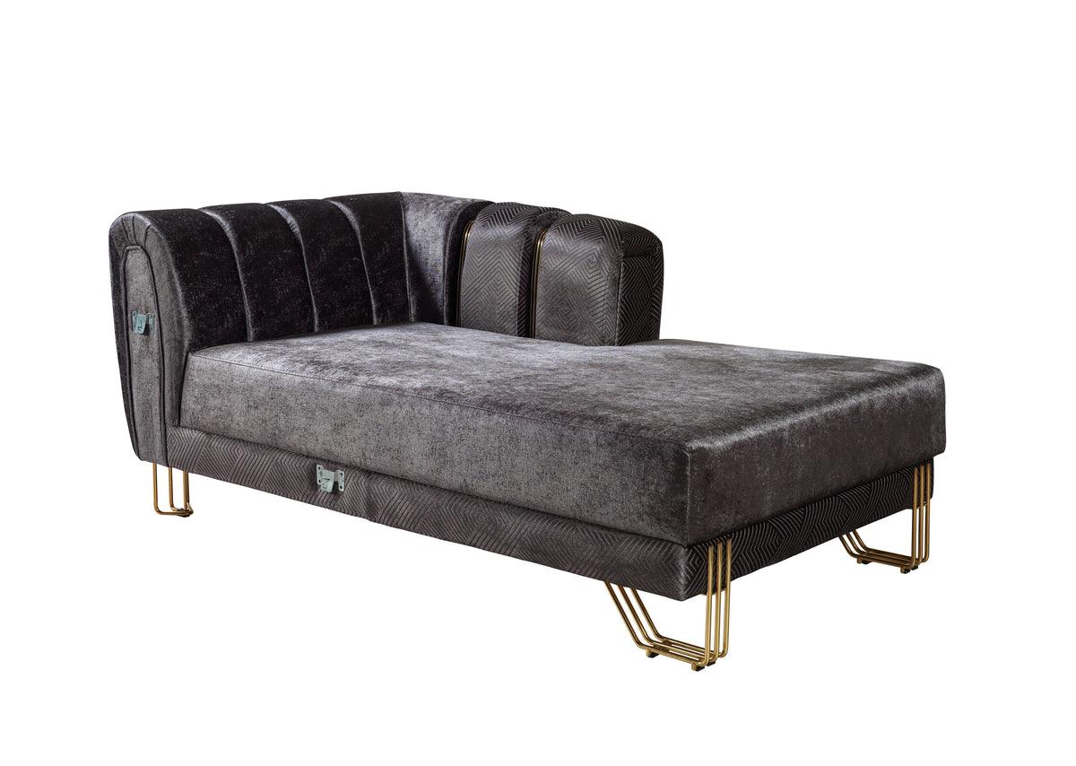 Ella Smoke Velvet Double Chaise Sectional sofa detail view