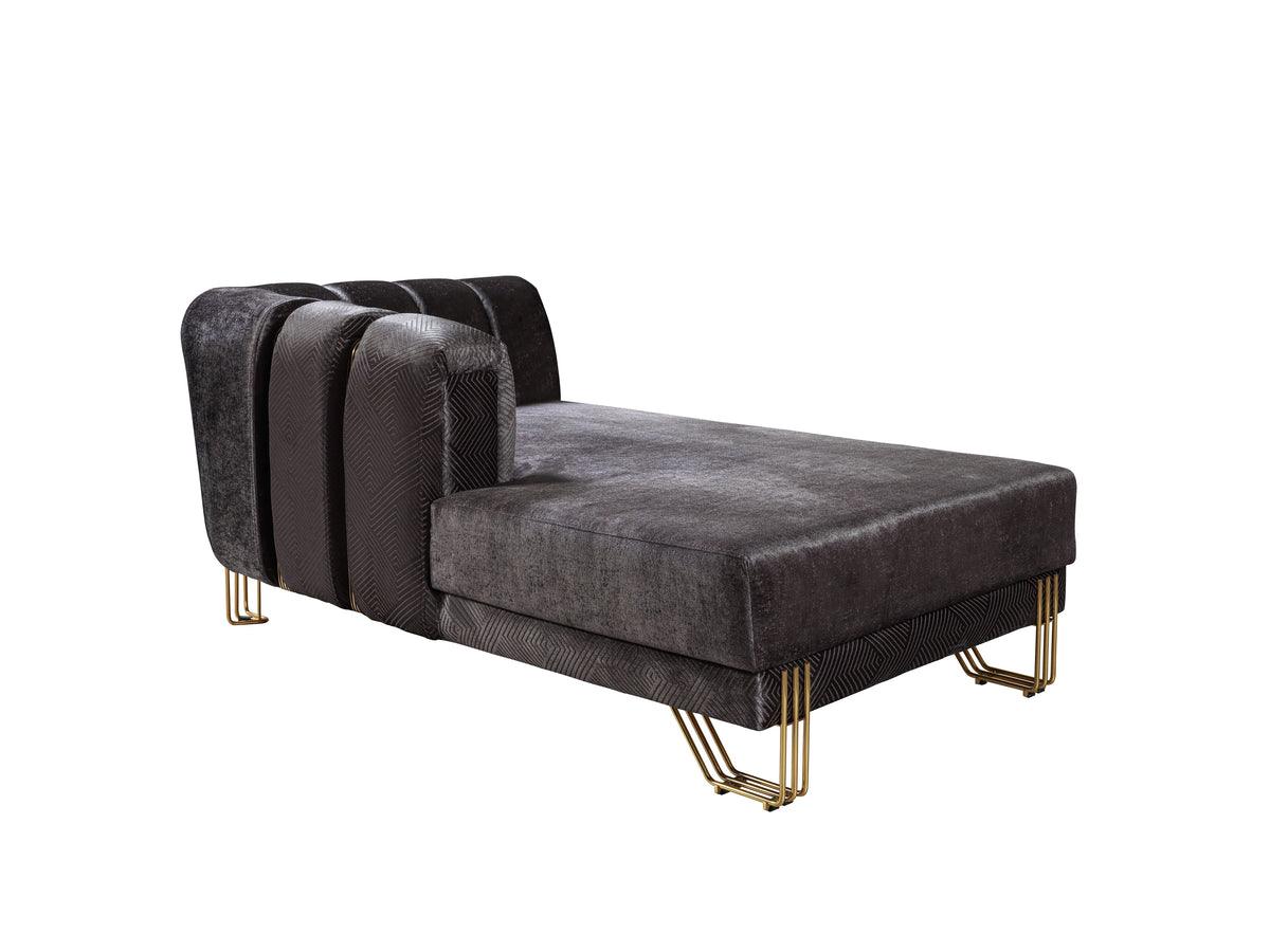 Ella Smoke Velvet Double Chaise Sectional sofa main view
