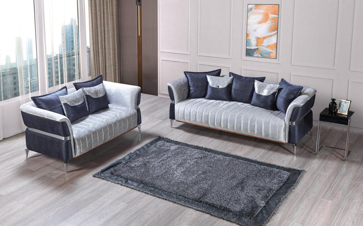 Detail of Avery Silver Gray Velvet upholstery