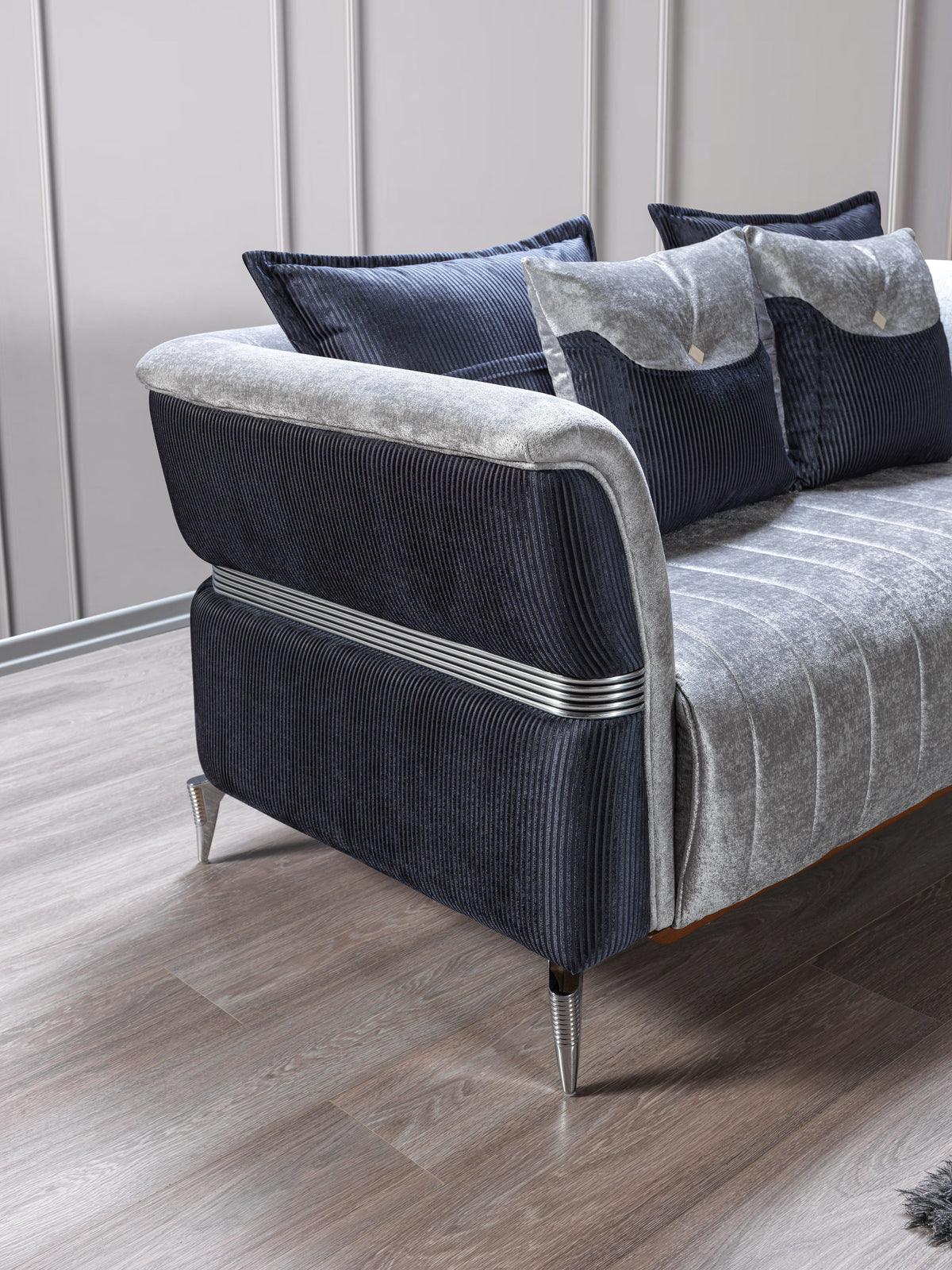Avery Silver Gray Velvet Sofa and Loveseat set main view