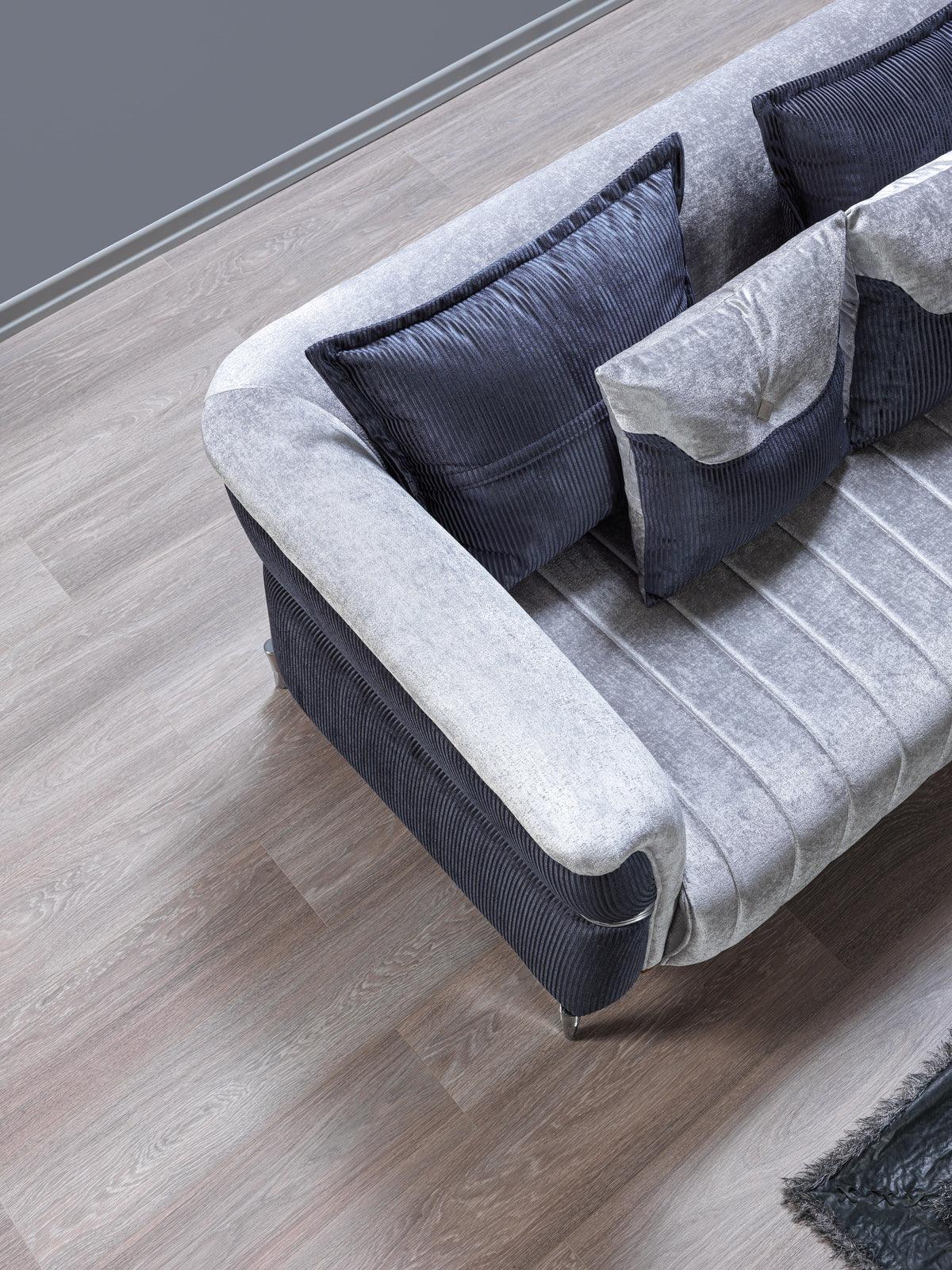 Avery Silver Gray Velvet Sofa and Loveseat set main view