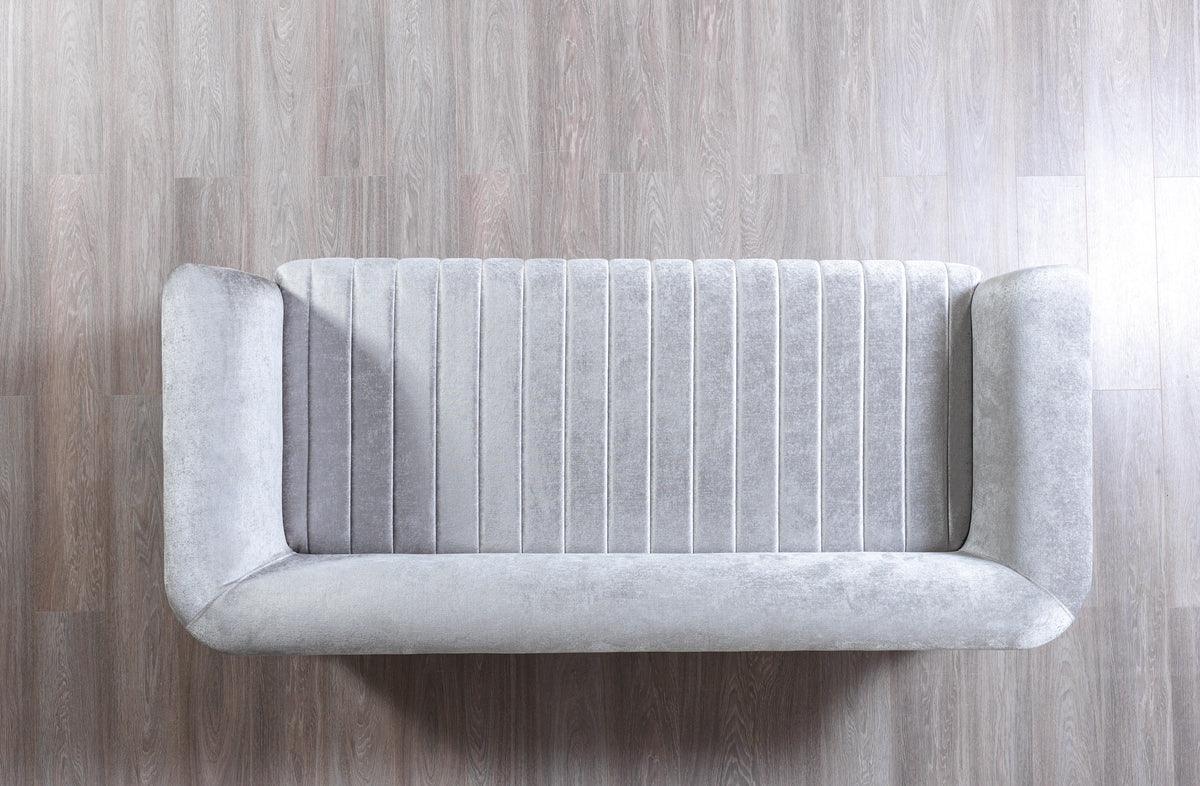 Avery Silver Gray Velvet Sofa and Loveseat set main view