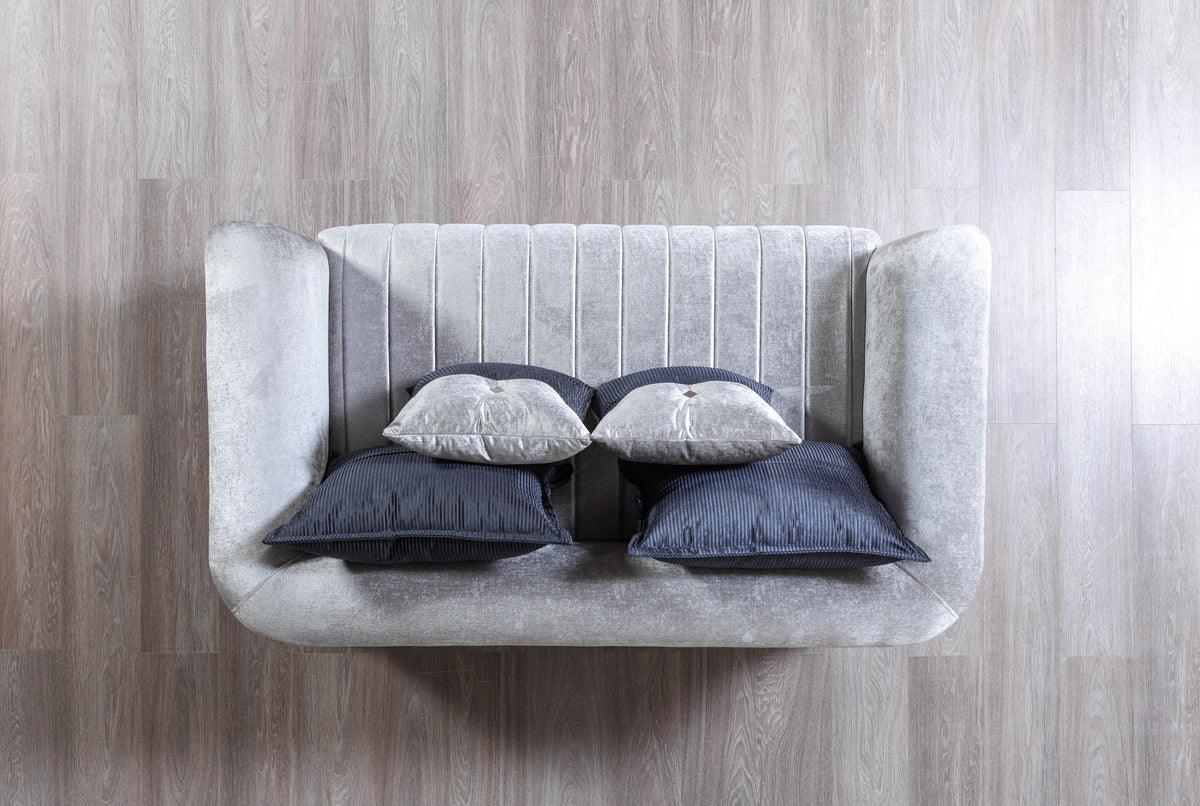 Avery Silver Gray Velvet Sofa and Loveseat set main view