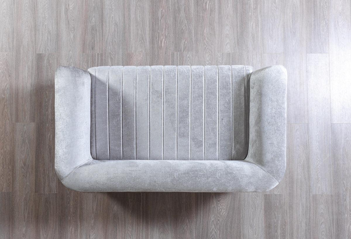 Avery Silver Gray Velvet Sofa and Loveseat set main view