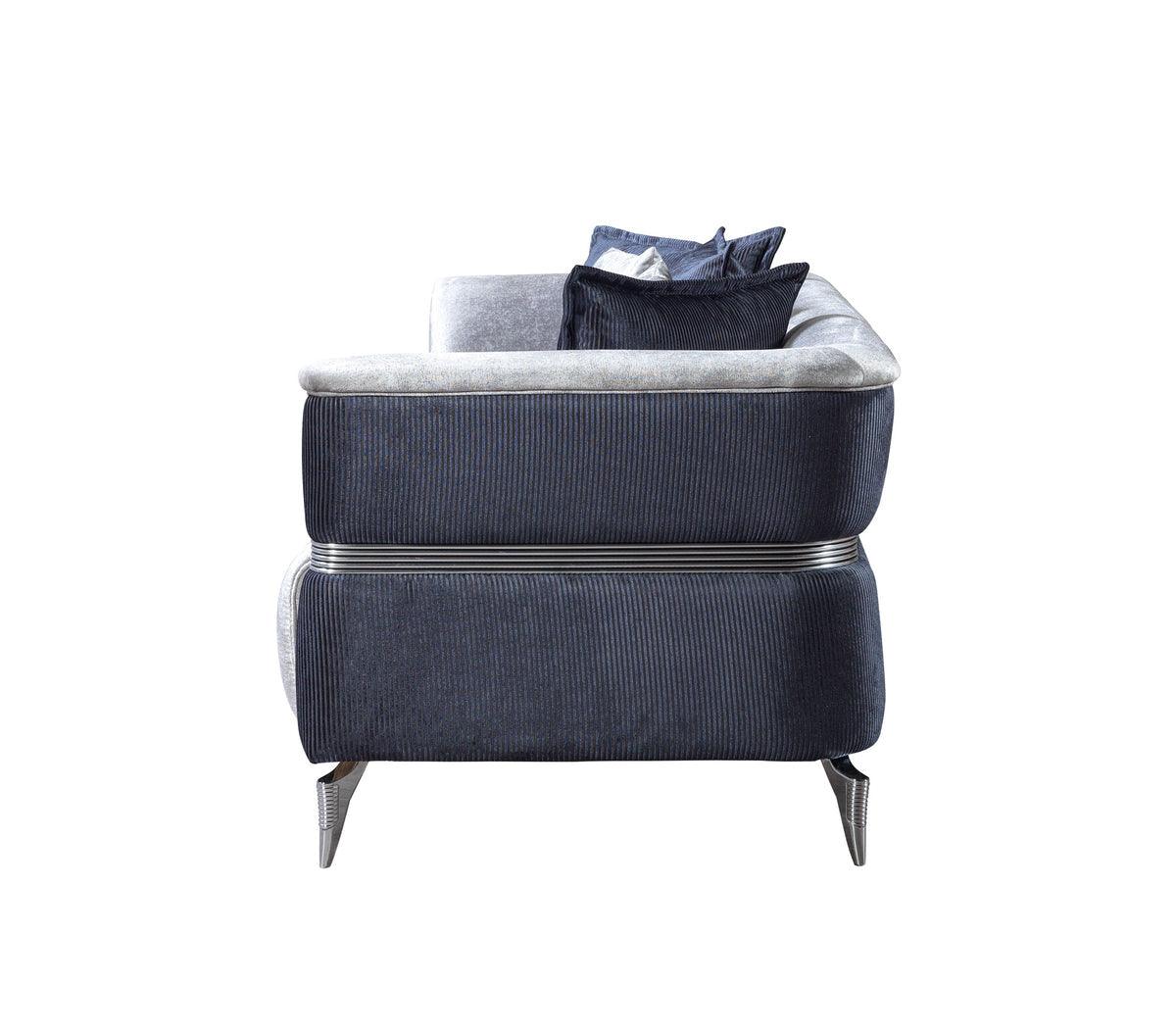 Avery Silver Gray Velvet Sofa and Loveseat set main view