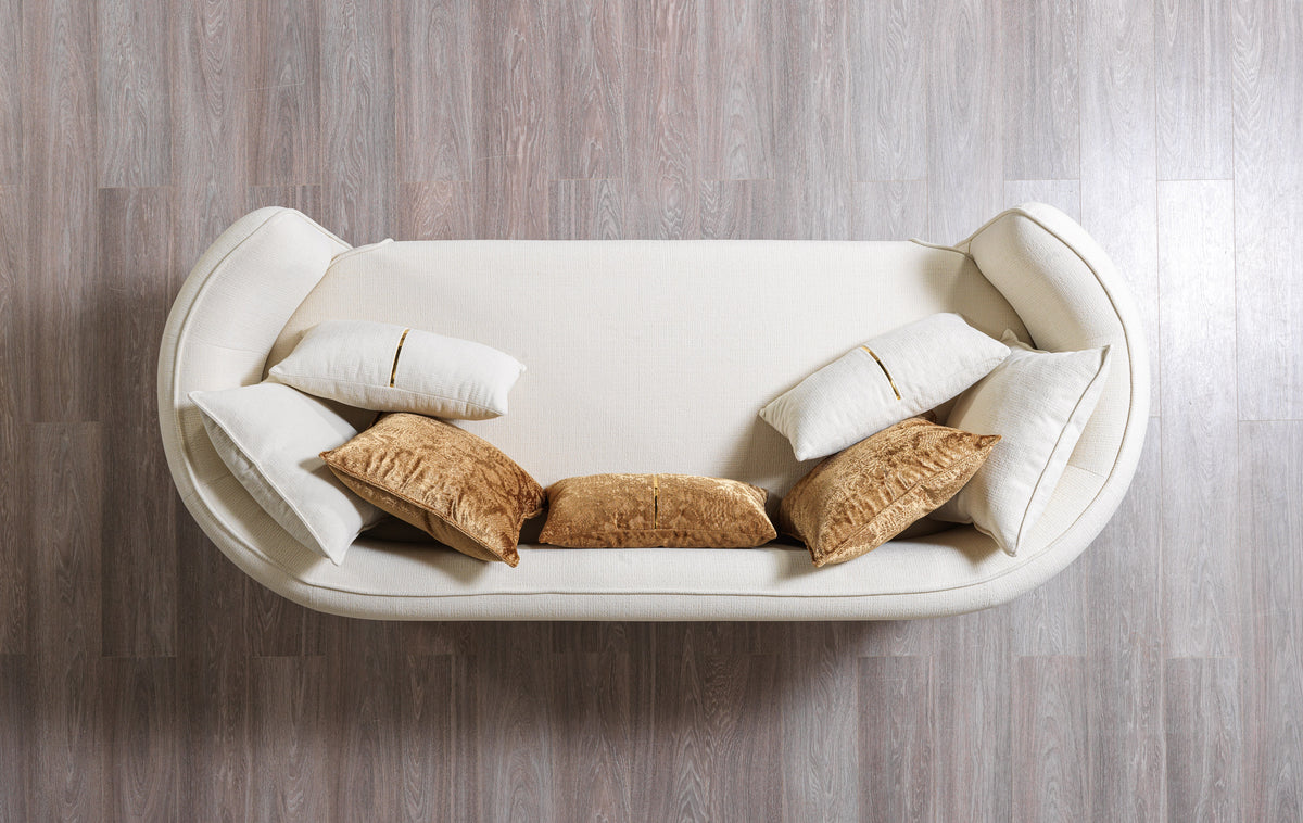 detail view of Helena Ivory Velvet Sofa & Loveseat furniture