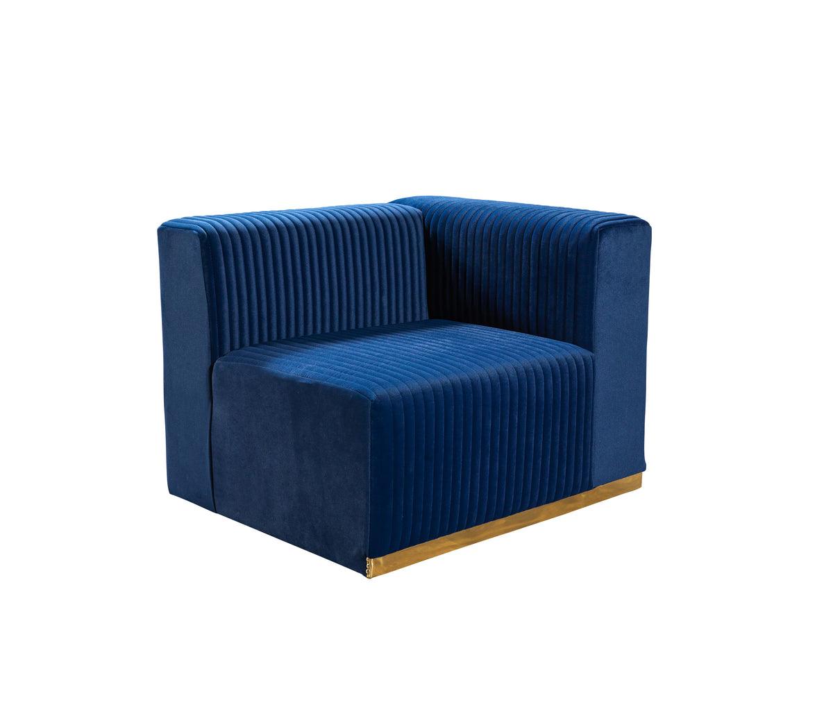 Elizabeth Blue Velvet 4-Piece Sectional sofa main view