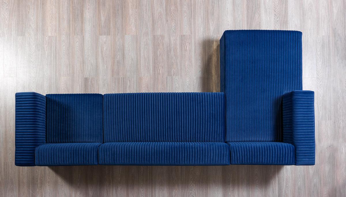 Elizabeth Blue Velvet 4-Piece Sectional sofa main view