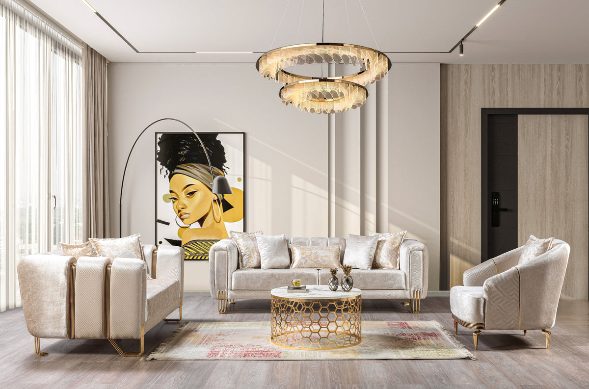 Side profile of the Ella Ivory Velvet Santana chair