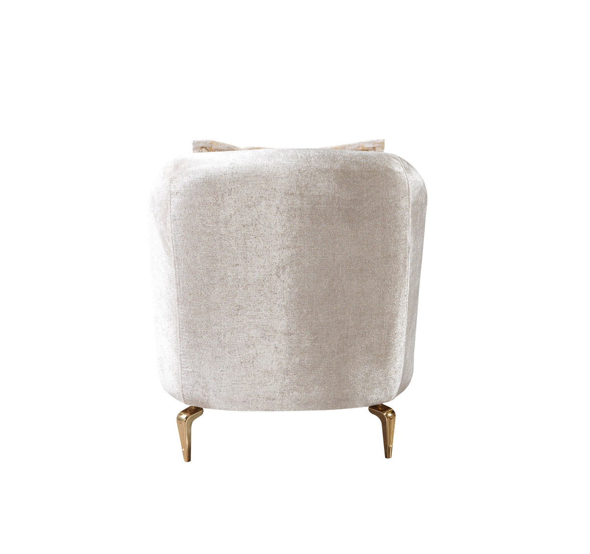 Close-up of ivory velvet upholstery on Santana chair