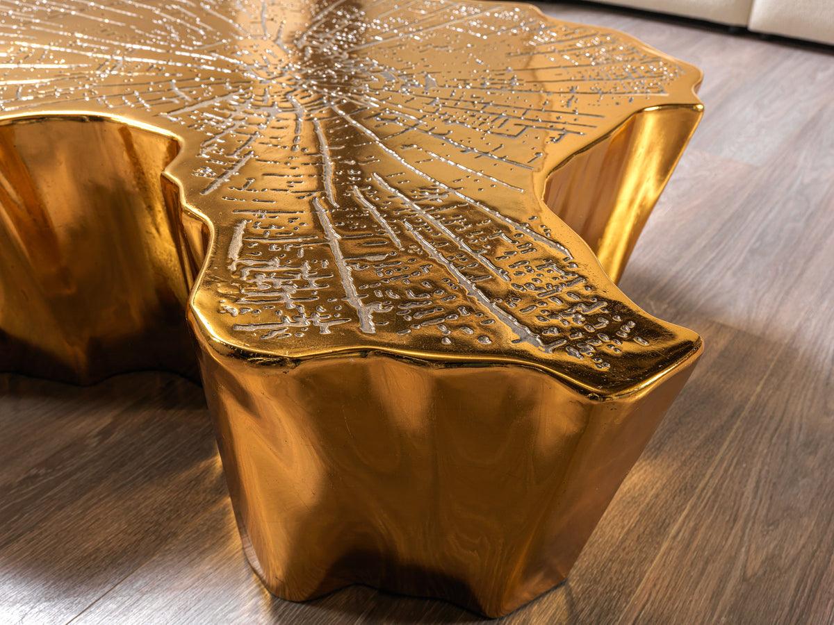 Amelia Gold Coffee Table displaying wood surface