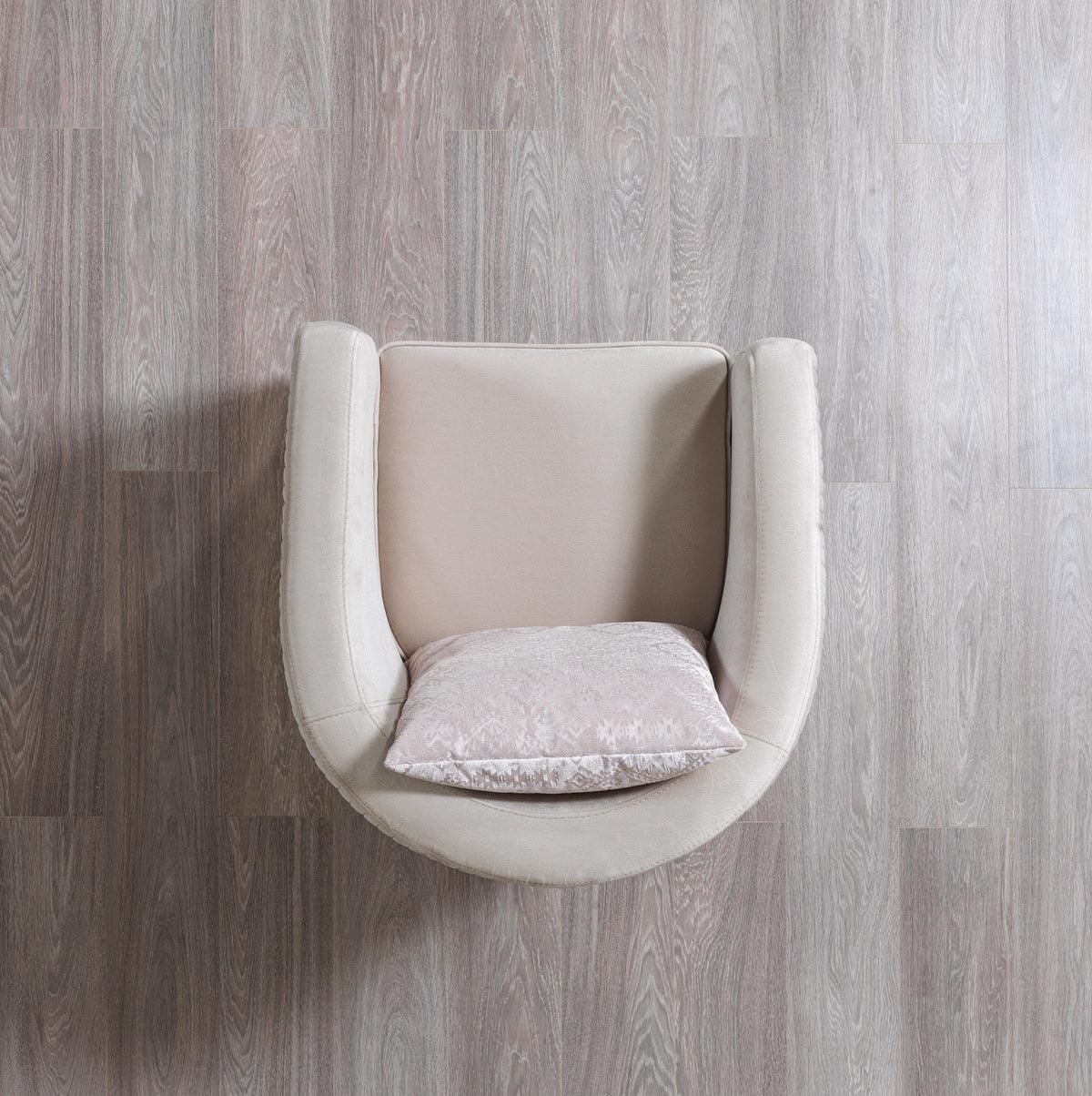 Milena Ivory Velvet Sofa and Loveseat set front view