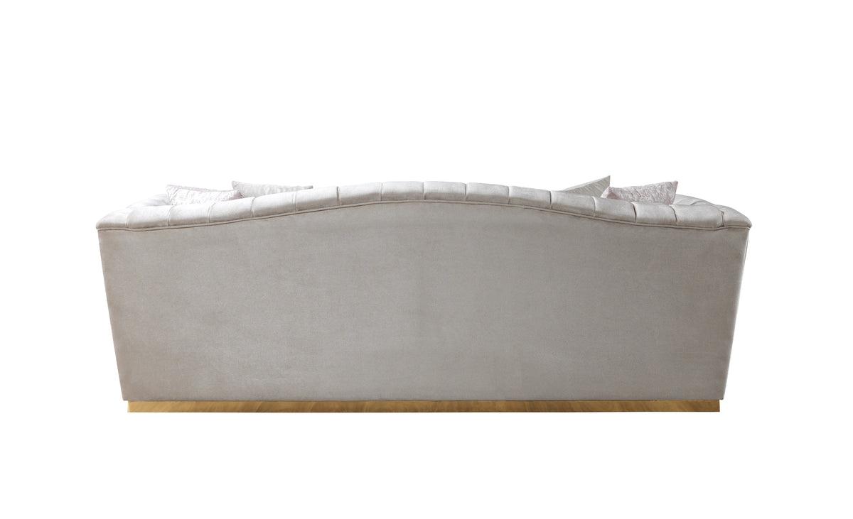 Milena Ivory Velvet Sofa and Loveseat set front view