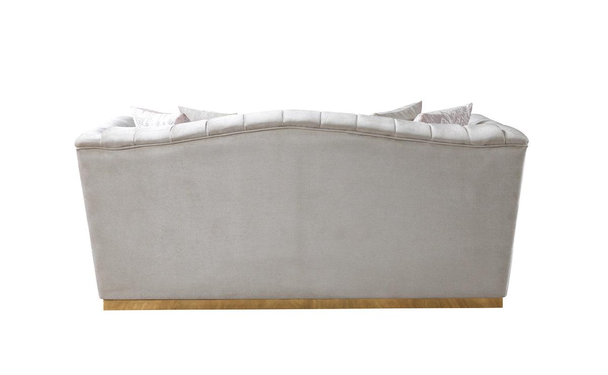 Milena Ivory Velvet Sofa and Loveseat set front view