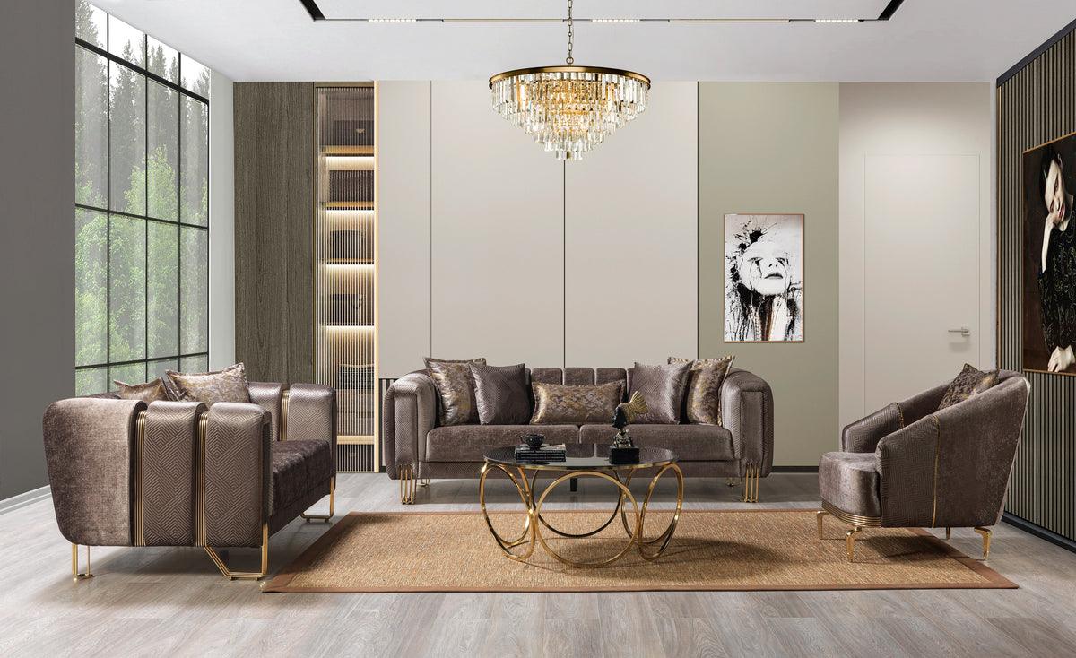 Ella Coffee Velvet Sofa and Loveseat set main view