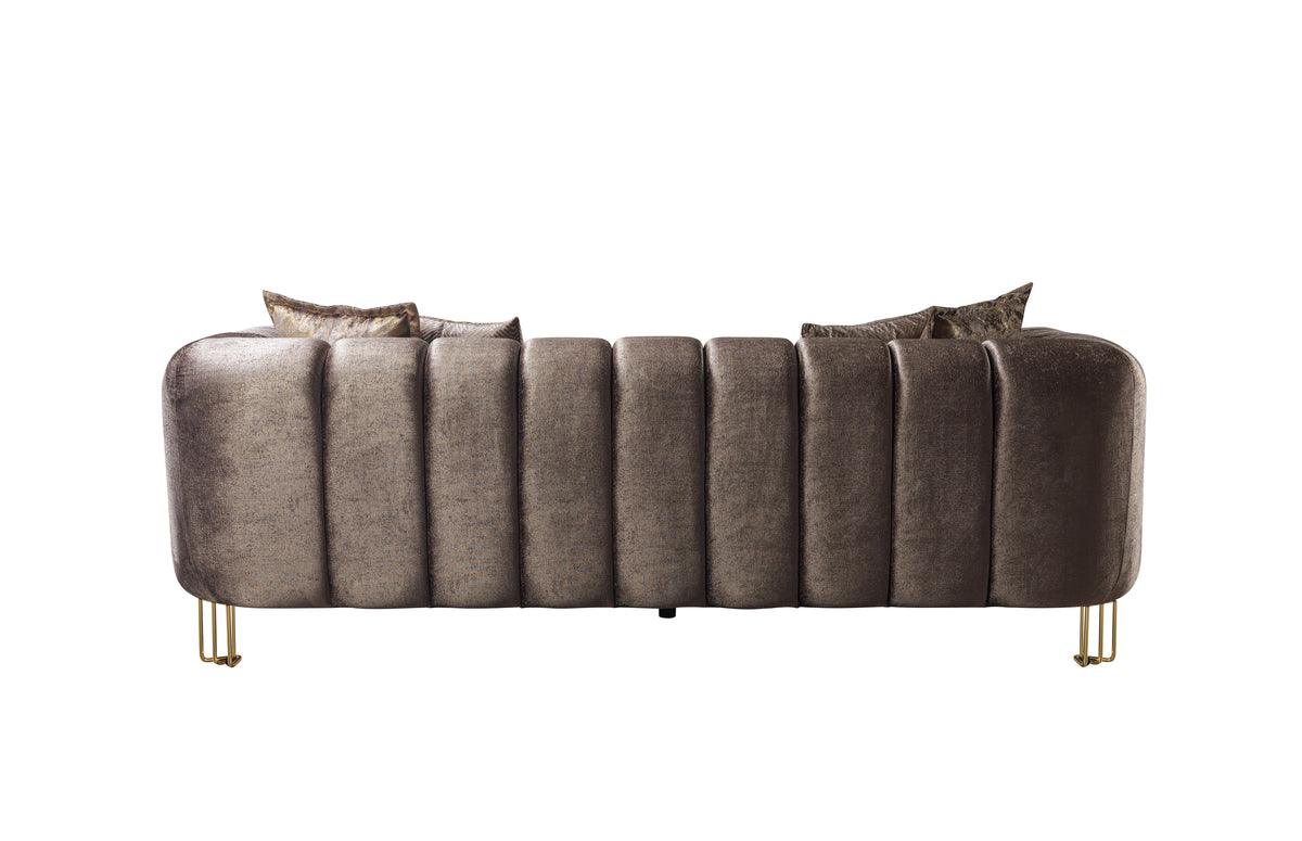 Side perspective of loveseat and sofa