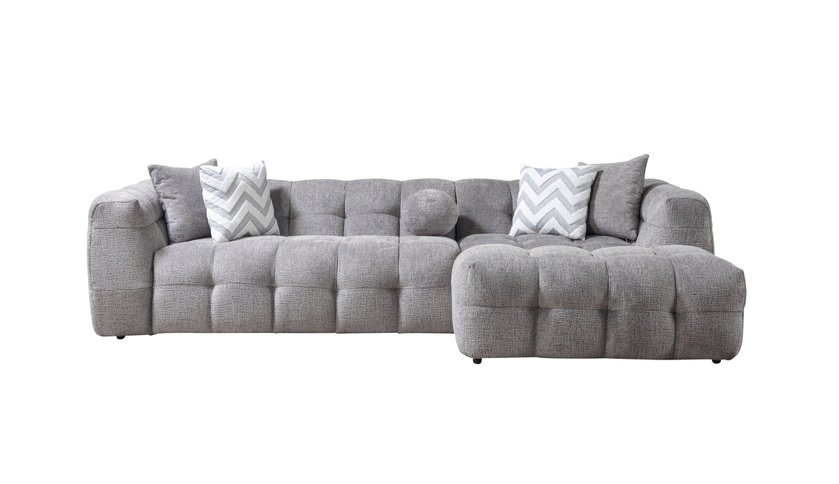 living room scene with Lili Gray Bouclé RAF Sectional Sofa