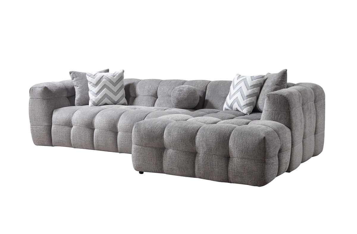 front view of Lili Gray Bouclé RAF Sectional Sofa