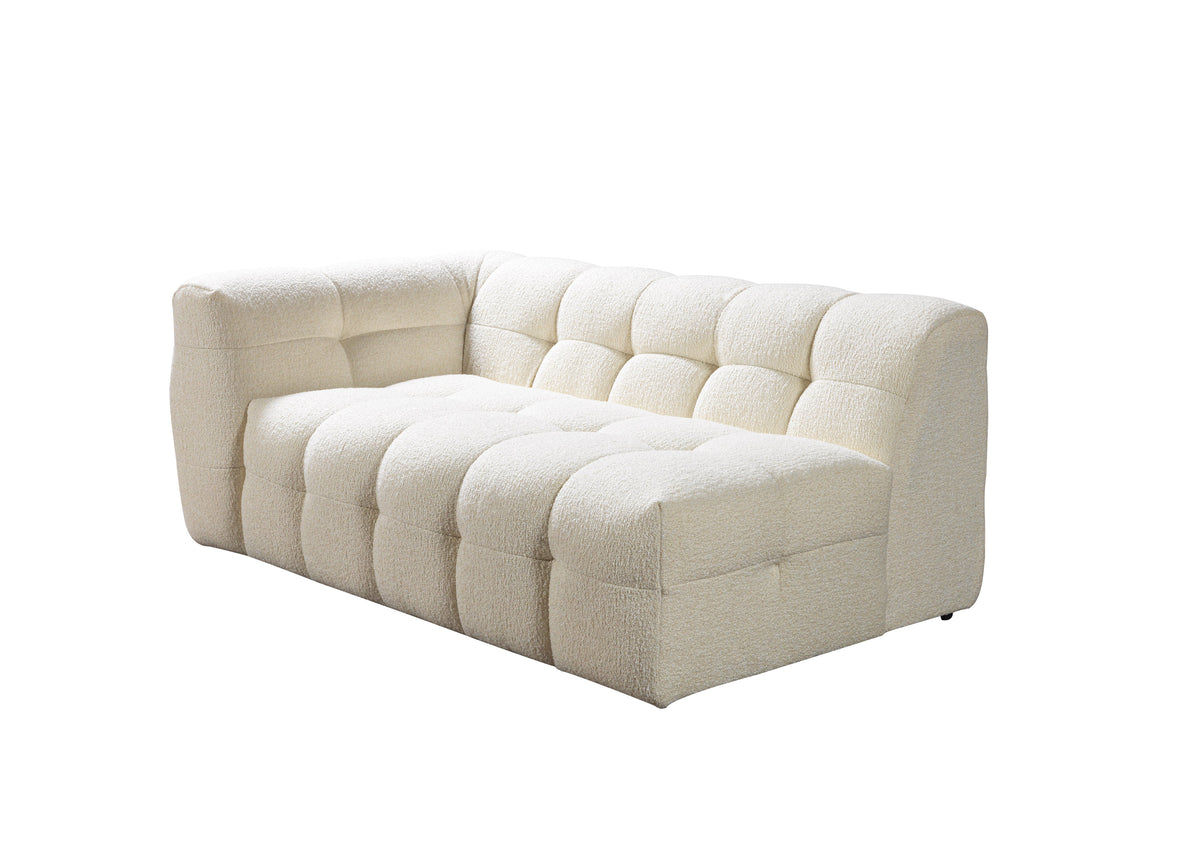 side close-up of Lili Ivory Boucle RAF sectional arm
